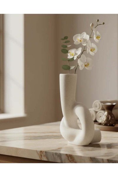 Generic AKDC Premium Artistic Ceramic Home Décor Vase – Elegant White Unique ...
