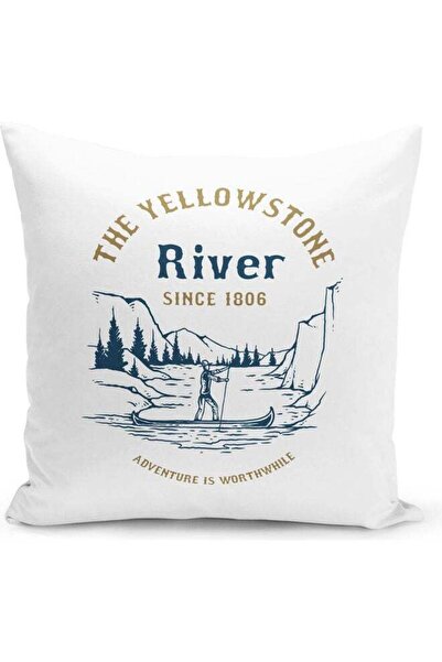 Generic Yellow Stone Quote Themed Decorative Throw Pillow White/Blue/Gold