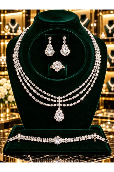 miral Luxurious Zirconia Set, High Quality, Plated with a Permanent Rhodium M...