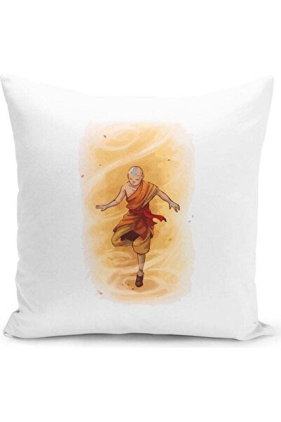 Generic Flying Scene Avatar Aang Themed Throw Pillow White/Red/Yellow 16x16inch