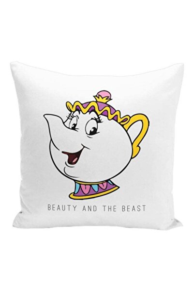 Generic Beauty And The Beast Printed Decorative Pillow White/Purple/Yellow 16...