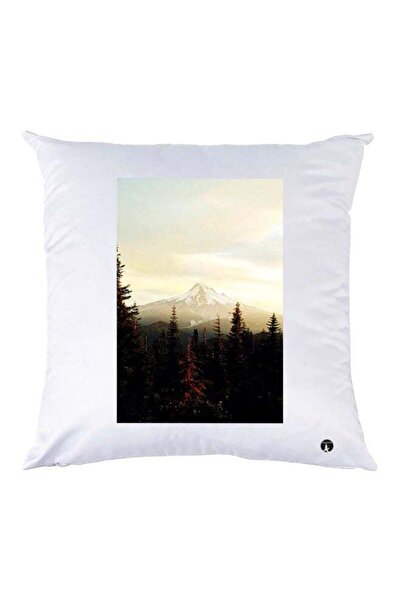 Generic Mountains Printed Throw Pillow White/Beige/Black 30x30cm