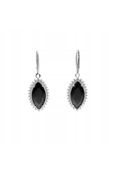 NO BRAND Cercei marquise din argint cu zirconiu cubic negru