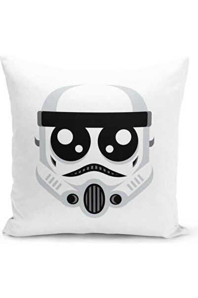 Generic Cute Storm Trooper Themed Decorative Throw Pillow White/Black 40x40cm