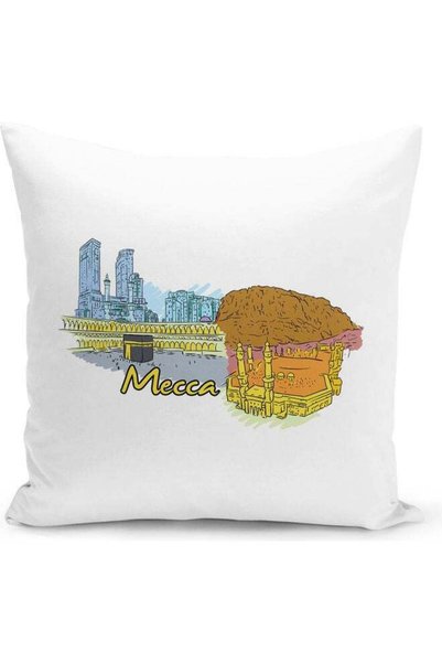 Generic Mecca Themed Decorative Throw Pillow Multicolour 40x40cm