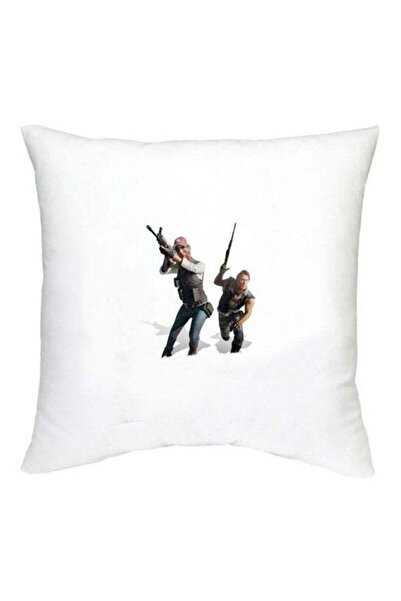 Generic PUBG Character Printed Decorative Cushion White/Blue/Grey 16x16inch