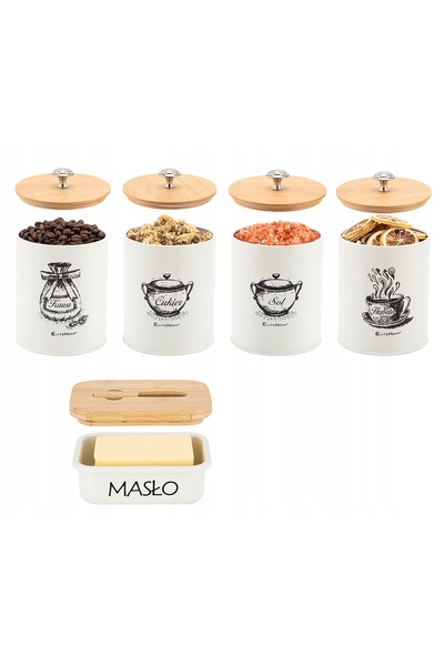 NO BRAND SET 4 VASE DE BUCĂTĂRIE ȘI CUTII DE BRUTĂRIE ALBE