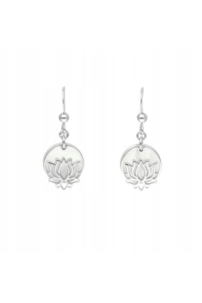 NO BRAND Cercei floare de lotus sidef argint placat cu rodiu