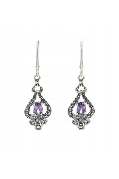 NO BRAND Cercei ornamentali cu zirconiu cubic violet, din argint.