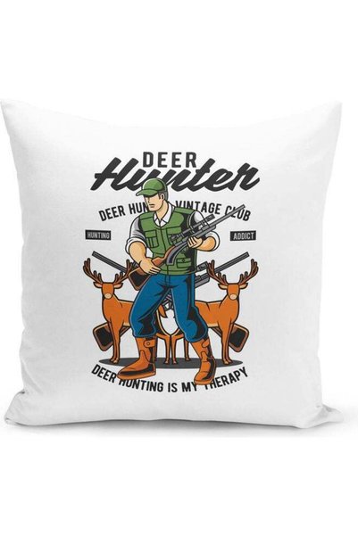 Generic Deer Hunter Design Decorative Pillow Multicolour