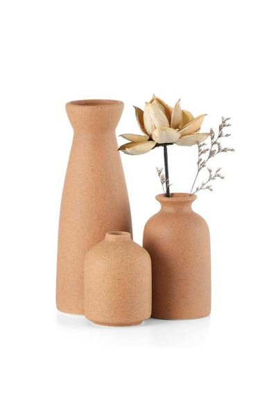 Generic 3 PCS Small Ceramic Vases for Home Decor, Modern Rustic Farmhouse Dec...