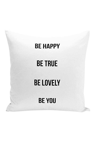 Generic Be Happy Be Lovely Be True Be You Decorative Pillow White/Black 16x16...