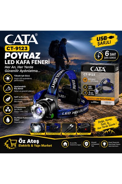 Cata CT-9123 Poyraz LED Kafa Feneri