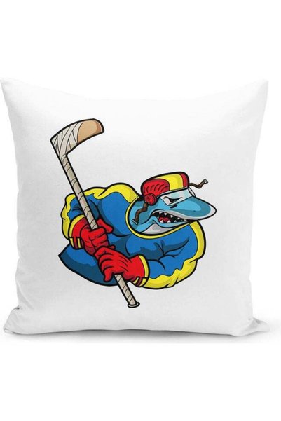 Generic Angry Shark Design Decorative Pillow Multicolour