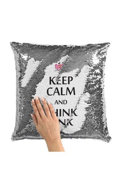 Generic Keep Calm Pink Panther Sequin Throw Pillow With Stuffing Multicolour ...