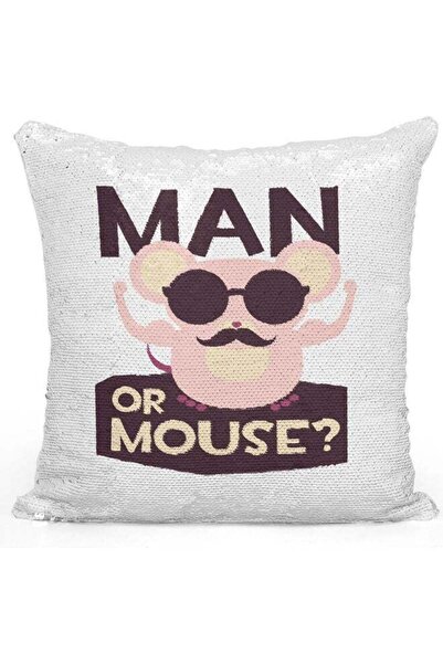 Generic Cute Mouse Sequin Decorative Throw Pillow White/Pink/Silver 40x40cm