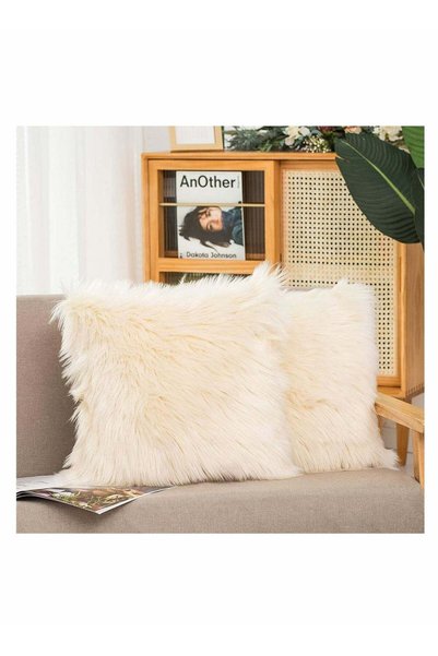Generic Set of 2 Decorative Faux Fur Throw Pillow Covers, for Sofa Couch Chai...