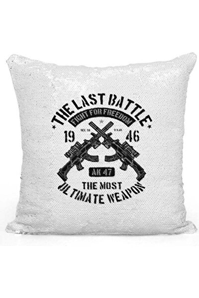 Generic The Last Battle Quote Themed Sequin Decorative Throw Pillow White/Sil...