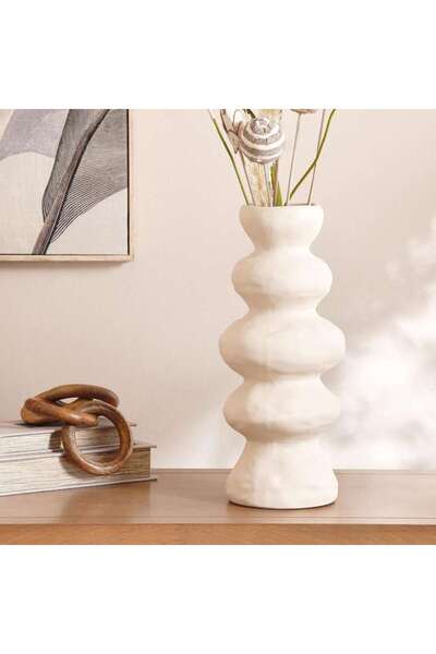 Generic Hendrick Ceramic Vase 16.3x16.3x38cm - Off White - 112AIC9903684