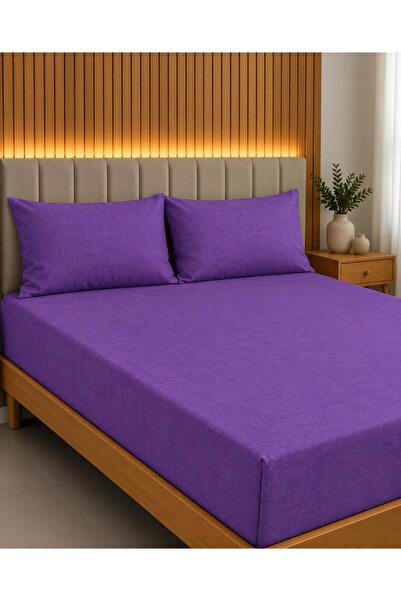NURLATEX HOME COLLECTİON طقم ملاءات سرير مطاطية مسطحة مقاس كبير - 180 × 200 -...