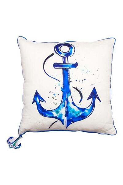 Generic Anemoss Printed Throw Pillow White/Blue 40x40cm