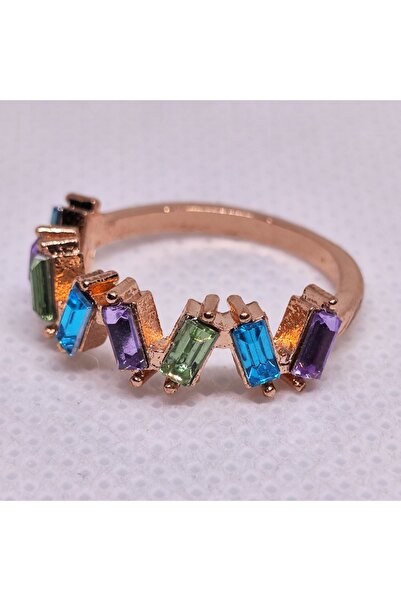 NO BRAND Inel de aur cu zirconiu multicolor, nobil