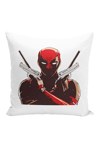 Generic Deadpool Character Printed Decorative Pillow White/Red/Brown 16x16inch