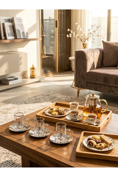 Generic Glass Tea Cups and Coffee Mugs with Saucers Set Elegant Design Serving Cups for High-End Dining Experiences
