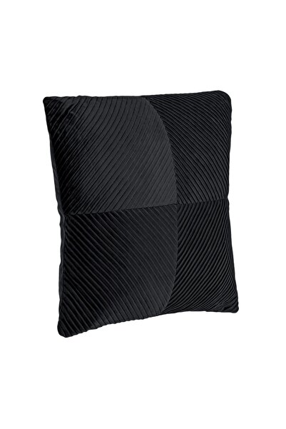 OEM Pernă Decroativa de Iarna neagră Velvet cu Dunga Reliefata 45x45cm – reîm...