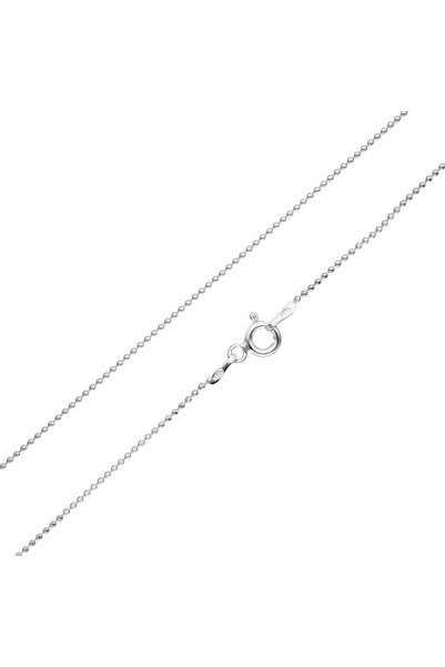 NO BRAND Lanț cu biluțe din argint placat cu rodiu - 45 cm, 1mm