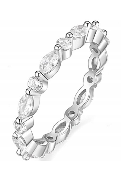 NO BRAND Inel argintiu subtil, cu zirconiu cubic, elegant, din oțel inoxidabil