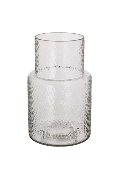 Generic Tall Mouth-Blown Patterned Glass Vase, Clear, 26 cm