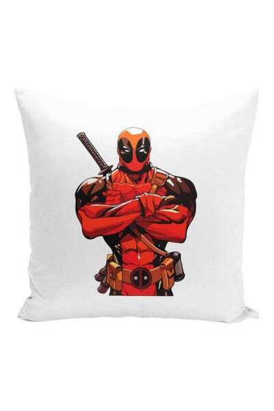 Generic Deadpool Red Character Printed Decorative Pillow White/Orange/Brown 1...