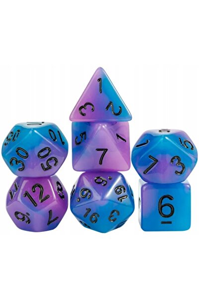 NO BRAND Set de 7 zaruri mov fosforescente D4-20 K20 pentru RPG, D&D, DnD, MTG
