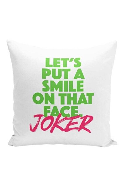 Generic Lets Put A Smile Quote Printed Decorative Pillow White/Green/Pink 16x...