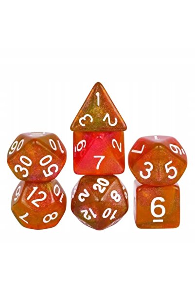 NO BRAND Set de 7 zaruri portocalii D4-20 K20 pentru jocuri de rol Baldur's G...