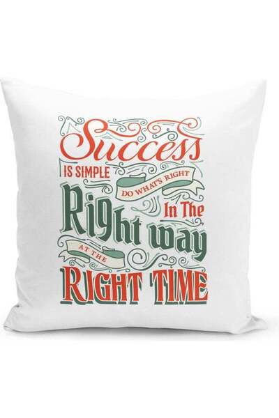 Generic Success Is Simple Quote Themed Decorative Throw Pillow White/Red/Grey...