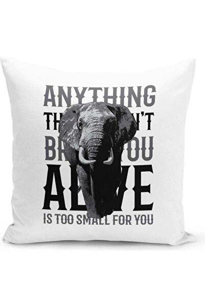 Generic Elephant Themed Decorative Throw Pillow White/Grey/Black 40x40cm