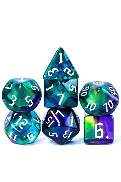 NO BRAND Set de 7 zaruri, imprimate violet, verde, alb, D4-20 K20, pentru RPG...