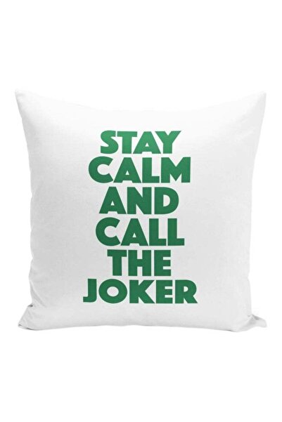 Generic Stay Calm And Call The Joker Printed Decorative Pillow White/Green 16...
