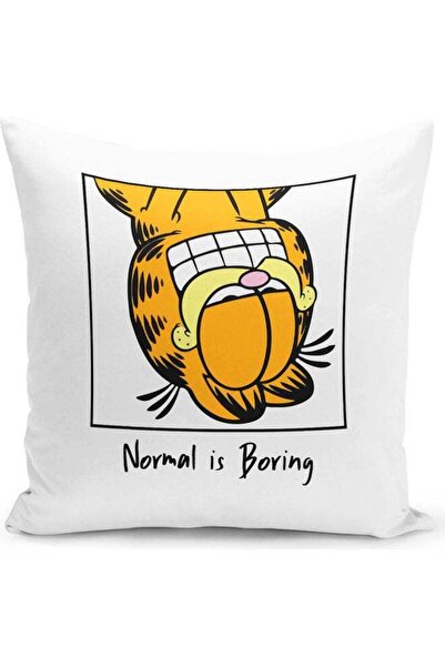 Generic Garfield Normal Is Boring Quote Themed Throw Pillow White/Pink/Yellow...
