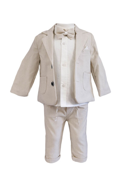 Generic Brand Costum baieti, model Stylish, culoare ivoire-crem