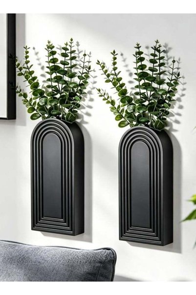 Generic Wooden Wall Vase Set - Black Finish Modern Farmhouse and Boho Wall De...