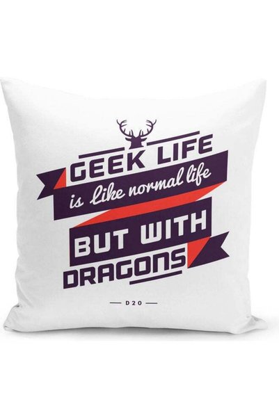 Generic Dragons Quote Decorative Pillow Multicolour