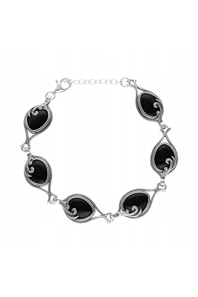 NO BRAND Brățară de argint cu onix |   bijuterii elegante de damă |   argint 925