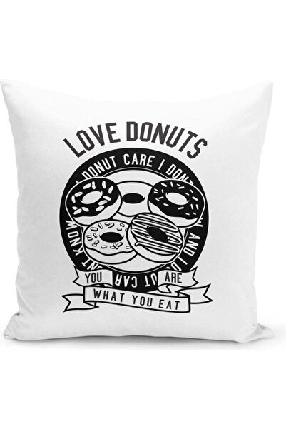 Generic Donut Love Decorative Throw Pillow White/Black