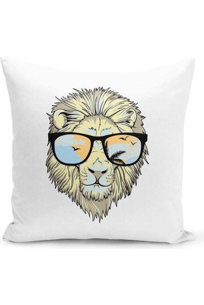 Generic Cool Lion Print Decorative Pillow Multicolour