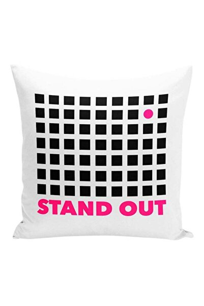 Generic Stand Out In The Crowd Printed Decorative Pillow White/Black/Pink 16x...
