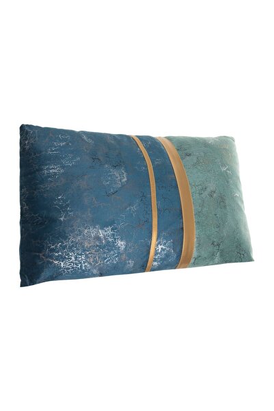 OEM Pernă Decorativa albăstra verde mentă Velvet cu Model Auriu 50x30cm – reî...