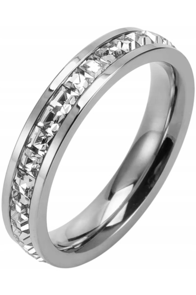 NO BRAND Inel elegant argintiu cu zirconiu cubic pătrat din oțel chirurgical